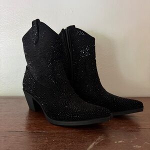 Black Sparkle Ankle Booties